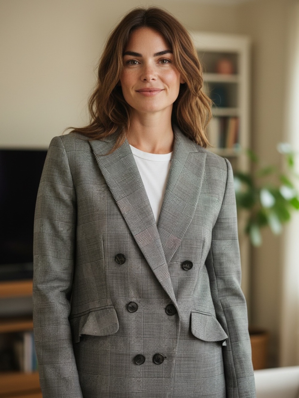 J. Crew Double Breasted Glen Plaid Wool Blend Blazer Women 8P